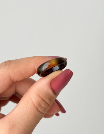 925 Silver Natural Black Agate Ring