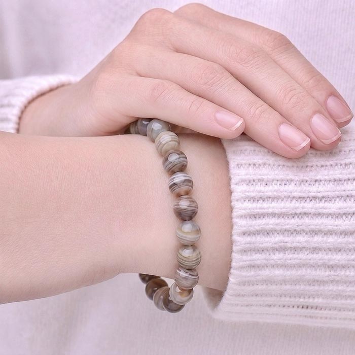 8mm Natural Botswana Agate Bracelet