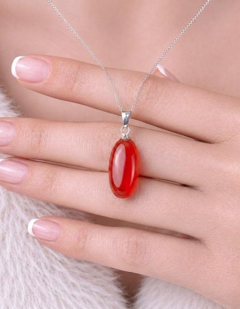 925 Silver Natural Red Agate Pendant