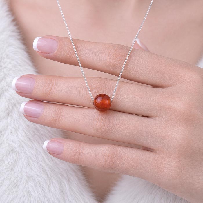 925 Silver Natural Red Agate Pendant