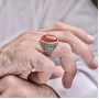 925 Silver Natural Red Agate Ring - Men Ring