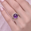 925 Silver Natural Amethyst Stone Ring - Circule Shape
