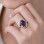 925 Silver Natural Amethyst Stone Ring - Drop Shape