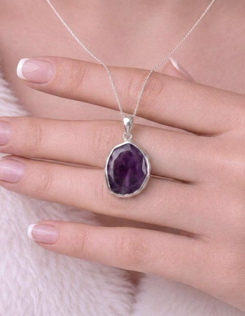925 Silver Natural Amethyst Pendant