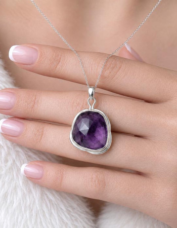 925 Silver Natural Amethyst Pendant