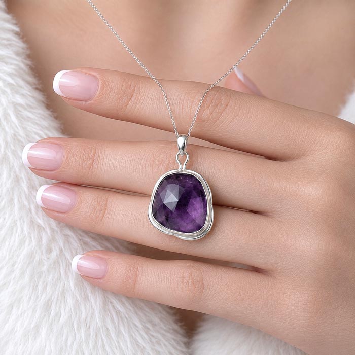925 Silver Natural Amethyst Pendant