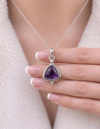 925 Silver Natural Amethyst Neklcace