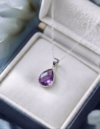 925 Silver Natural Amethyst Necklace