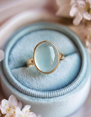 925 Silver Natural Aquamarine Stone Ring