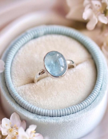 925 Silver Natural Aquamarine Stone Ring