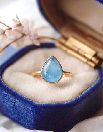 925 Silver Natural Aquamarine Stone Ring
