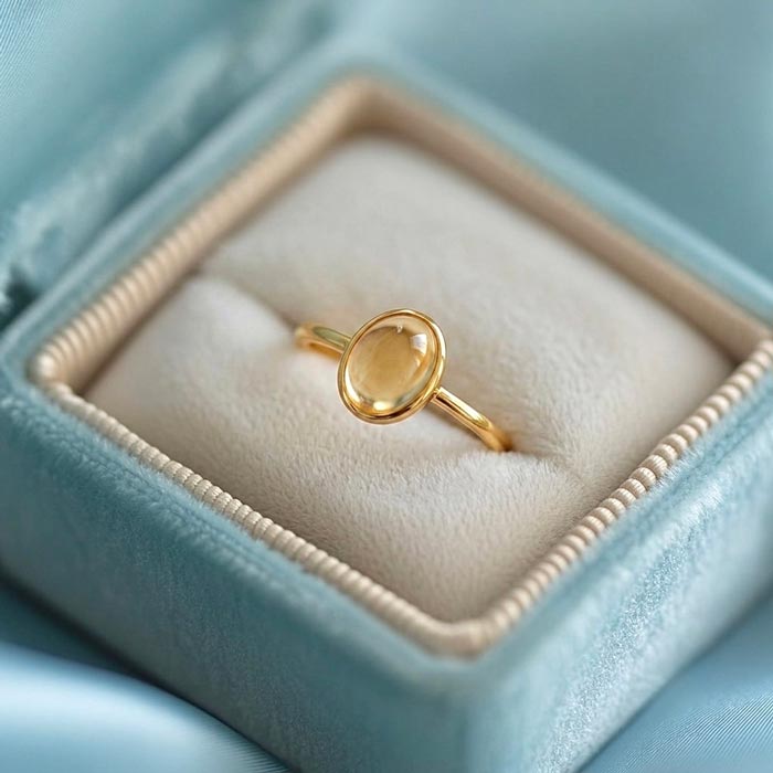 925 Sterling Silver Citrine Stone Ring - No : 1300