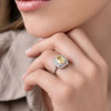 925 Sterling Silver Citrine Stone Ring - Zircon Around
