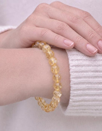 6 mm Natural Citrine Stone Bracelet - No : BR0900