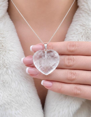 925 Ayar Gümüs Kristal Kuvars Taşi Kolye