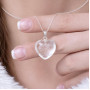 925 Silver Natural Crystal Quartz Pendant -  Heart of Love