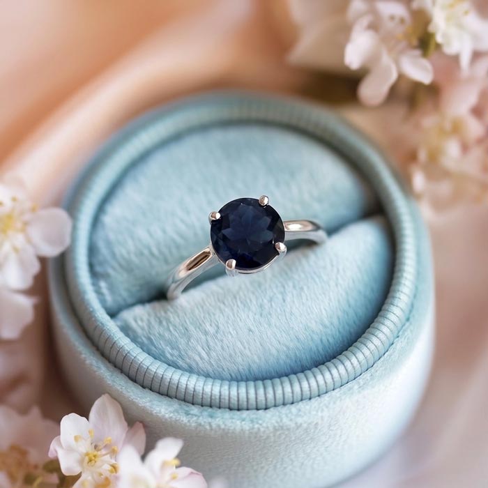 925 Sterling Silver iolite Stone Ring