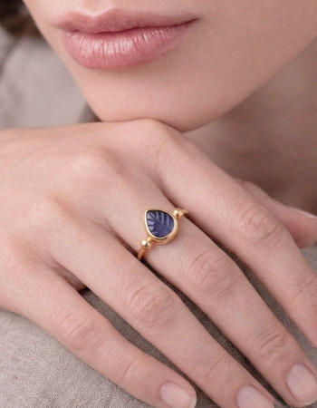925 Sterling Silver iolite Stone Ring