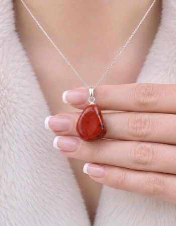 925 Ayar Gümüş Doğal Jasper Taşı Kolye