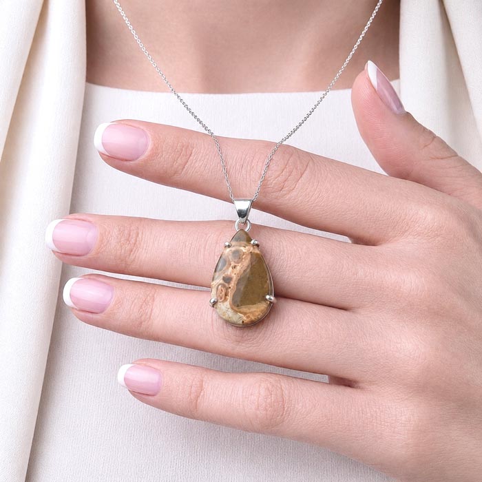 925 Sterling Silver Natural Jasper Pendant