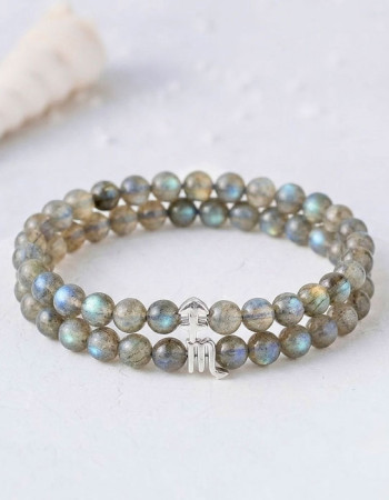 6mm Natural Labradorite Bracelet - Zodiac Sign can be added to the bracelet