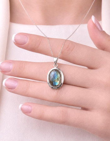 925 Silver Labradorite Stone Pendant