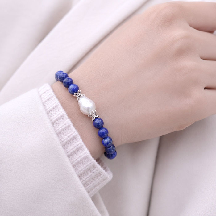 6mm inci ile Lapis Lazuli Bileklik