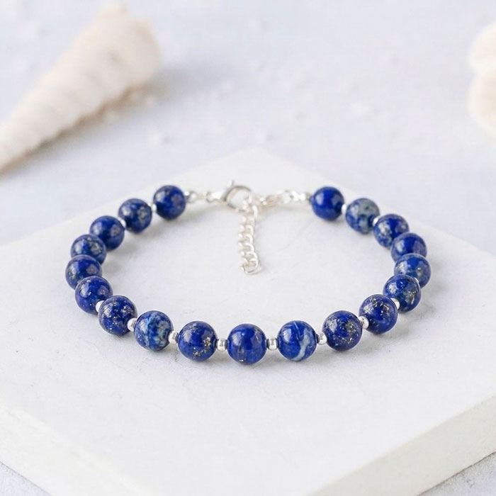 925 Ayar Gümüş 6mm Lapis Lazuli Bileklik