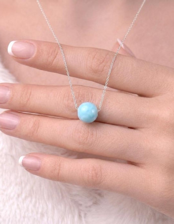 925 Silver Natural Larimar Stone Pendant