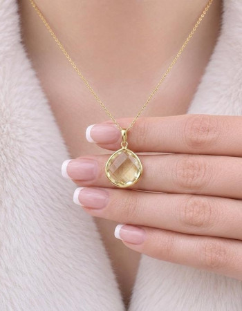 925 Silver Natural Lemon Quartz Pendant