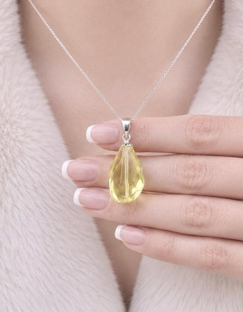 925 Silver Natural Lemon Quartz Pendant