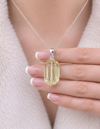 925 Silver Natural Lemon Quartz Pendant