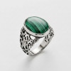 925 Silver Natural Malachite Stone Ring  - Men Ring