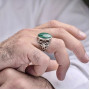 925 Silver Natural Malachite Stone Ring  - Men Ring