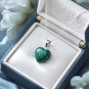 925 Silver Malachite Stone Pendant -  Heart Shape