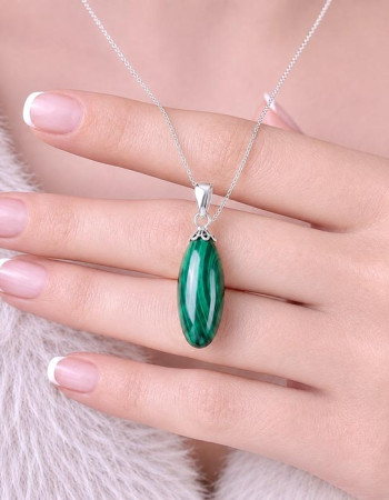 925 Silver Malachite Stone Pendant
