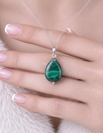 925 Silver Malachite Stone Pendant