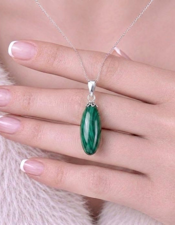 925 Silver Malachite Stone Pendant