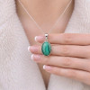 925 Silver Malachite Stone Pendant - Oval Shape