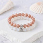 8mm White Moonstone & Brown Moonstone Bracelet