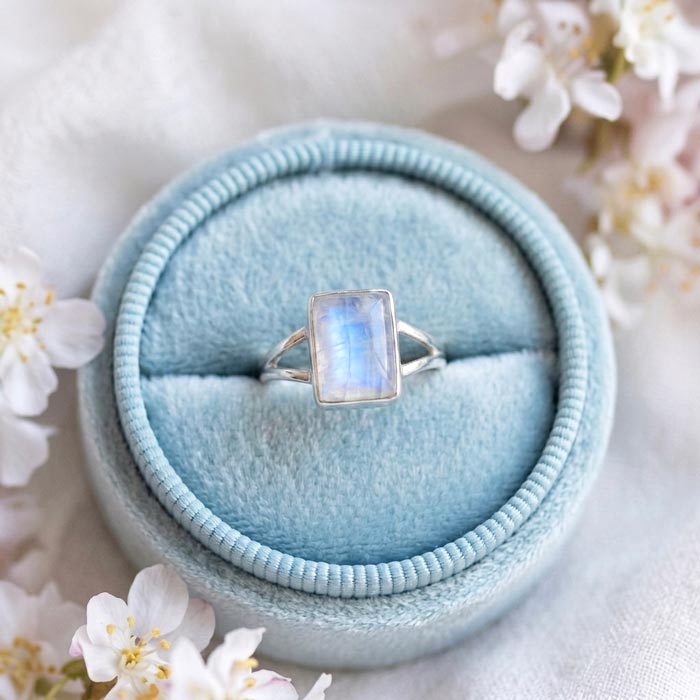 925 Silver Natural Moonstone Ring