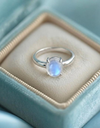 925 Silver Natural Moonstone Ring
