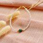 4 mm Natural Moonstone Bracelet With Emerald- No : BR004