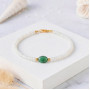 4 mm Natural Moonstone Bracelet With Emerald- No : BR004