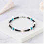 925 Sterling Silver Blue Sapphire , Turquoise & Pearl Bracelet