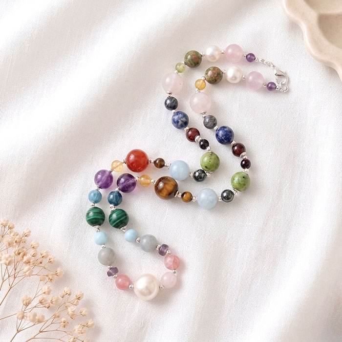 Royal Multi stone Necklace containing More Than 15 types of original gemstones