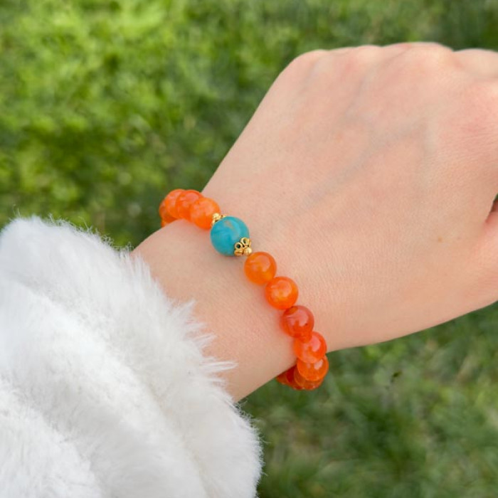اسورة حجر الكارنيلين الأحمر الطبيعي و حجر الفيروز الأصلي