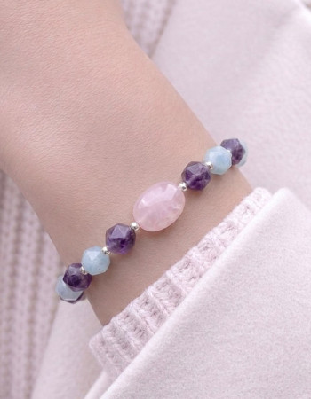Multi Stone Bracelet – Amethyst, Blue Quartz , Rose Quartz