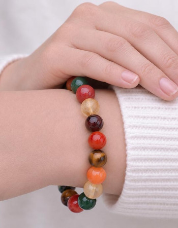 8mm Kırmızı Jasper , Kantaşı , Kaplan gözü , Sitrin , Turuncu Aventurin ve Garnet Taşlı Bileklik
