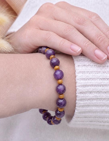 Natural 8mm Amethyst Stone & 6mm Tiger Eye Bracelet